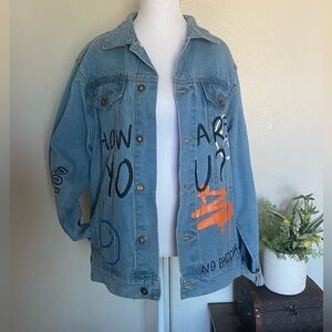 Brooklyn Cloth‎ Denim Jacket with Graphic Patch women size medium